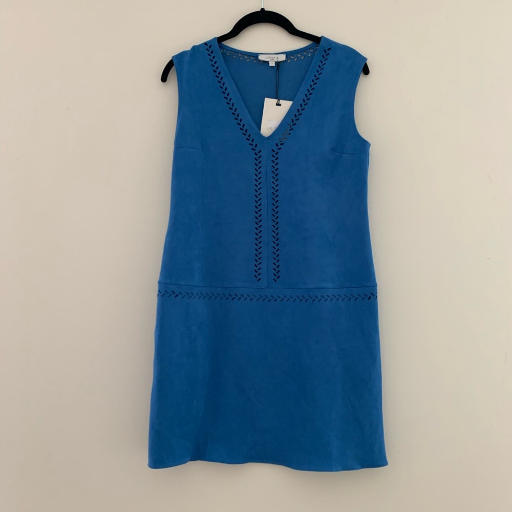 Lenny B Blue Suede Shift Dress Sleeveless 4